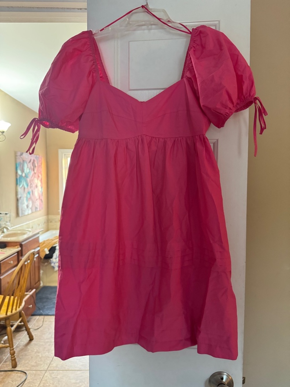 English Factory Hot Pink Puff-Sleeve Mini Dress